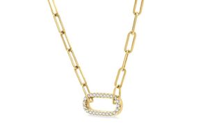 Collar de Clip con Diamantes de Corte Redondo de 1/4 Ctw en Oro Amarillo de 14K