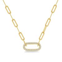 1/4 Ctw Paper Clip Round Cut Diamond Necklace in 14K Yellow Gold