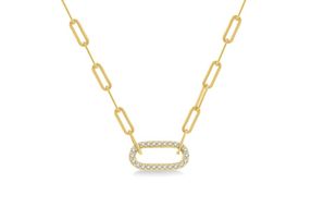 1/4 Ctw Paper Clip Round Cut Diamond Necklace in 14K Yellow Gold