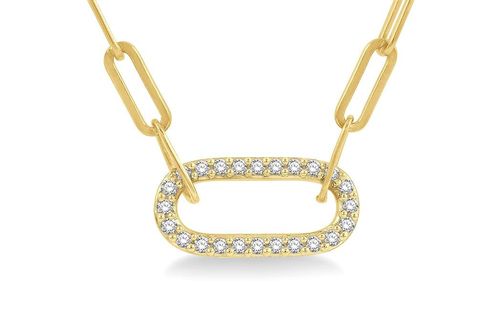 1/4 Ctw Paper Clip Round Cut Diamond Necklace in 14K Yellow Gold