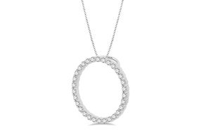 1 Ctw Round Cut Diamond Circle of Love Pendant with Chain in 14K White Gold