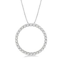 1 Ctw Round Cut Diamond Circle of Love Pendant with Chain in 14K White Gold