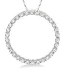 1 Ctw Round Cut Diamond Circle of Love Pendant with Chain in 14K White Gold