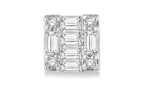 1/6 Ctw Square Shape Baguette and Round Cut Diamond Petite Fashion Earring in 10K White Gold.