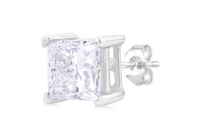 1 Ctw Princess Cut Lab Grown Diamond Stud Earring in 14K White Gold