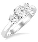 1.00 ctw Oval Cut Lab Grown Diamond Three-Stone Ring in 10K White Gold - Size 5