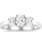 1.00 ctw Oval Cut Lab Grown Diamond Three-Stone Ring in 10K White Gold - Size 5