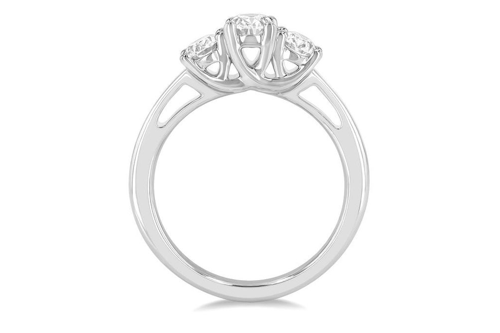 1.00 ctw Oval Cut Lab Grown Diamond Three-Stone Ring in 10K White Gold - Size 5