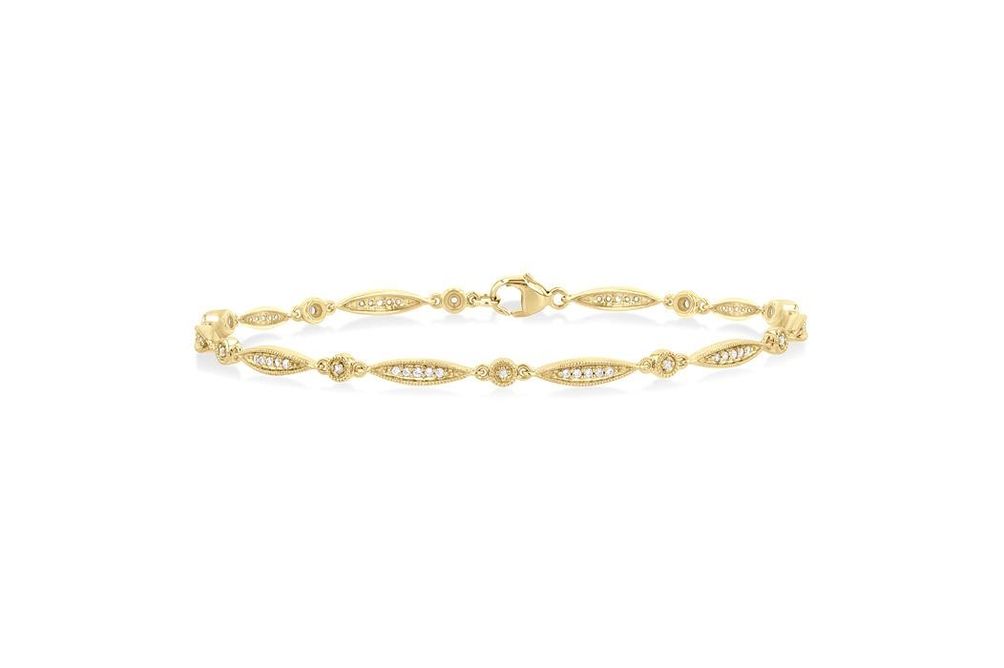 Pulsera de Enlace Marquesa con Diamantes de Corte Redondo de 1/4 Ctw en Oro Amarillo de 10K