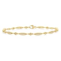 1/4 ctw Marquise Link Round Cut Diamond Fashion Bracelet in 10K Yellow Gold