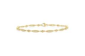 1/4 ctw Marquise Link Round Cut Diamond Fashion Bracelet in 10K Yellow Gold