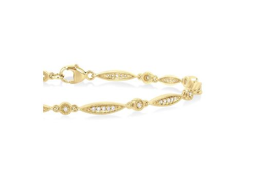 Pulsera de Enlace Marquesa con Diamantes de Corte Redondo de 1/4 Ctw en Oro Amarillo de 10K