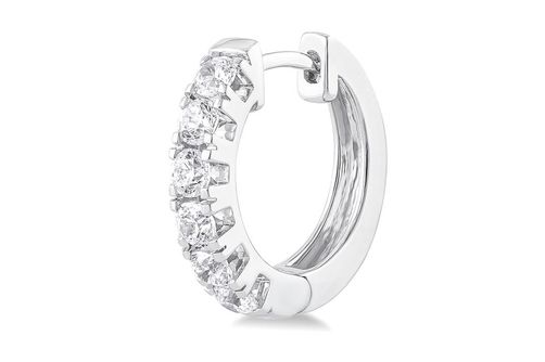 1 Ctw Round Cut Lab Grown Diamond Huggie Earrings in 10K White Gold