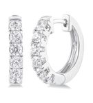 1 Ctw Round Cut Lab Grown Diamond Huggie Earrings in 10K White Gold