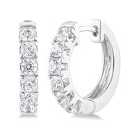 1 Ctw Round Cut Lab Grown Diamond Huggie Earrings in 10K White Gold