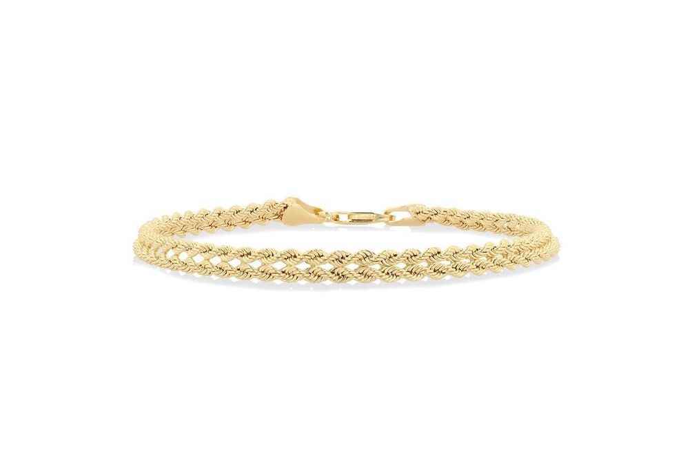 Pulsera de Cadena de Cuerda Sólida de 7.25” en Oro Amarillo de 10kt