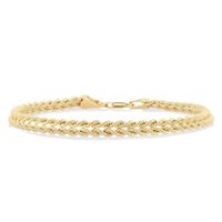 Pulsera de Cadena de Cuerda Sólida de 7.25” en Oro Amarillo de 10kt