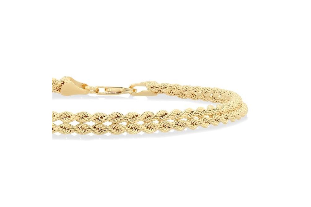 Solid Rope Bracelet Chain 7.25” in 10kt Yellow Gold