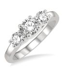 1 ctw Round Cut Lab Grown Diamond Three-Stone Ring in 10K White Gold - Size 5