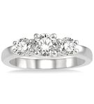 1 ctw Round Cut Lab Grown Diamond Three-Stone Ring in 10K White Gold - Size 5