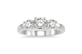 1 ctw Round Cut Lab Grown Diamond Three-Stone Ring in 10K White Gold - Size 5