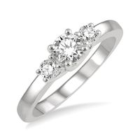 1/2 ctw Round Cut Lab Grown Diamond Three-Stone Ring in 10K White Gold - Size 5