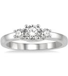 1/2 ctw Round Cut Lab Grown Diamond Three-Stone Ring in 10K White Gold - Size 5