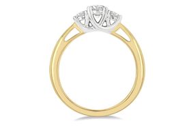 1/2 ctw Round Cut Lab Grown Diamond Three-Stone Ring in 10K Yellow and White Gold - Size 5