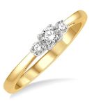 1/4 ctw Round Cut Lab Grown Diamond Three-Stone Ring in 10K Yellow and White Gold - Size 5