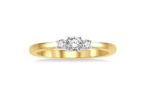 1/4 ctw Round Cut Lab Grown Diamond Three-Stone Ring in 10K Yellow and White Gold - Size 5