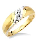 1/10 Ctw Round Cut Diamond Men's Ring in 10K Yellow Gold - Size 9