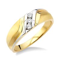 1/10 Ctw Round Cut Diamond Men's Ring in 10K Yellow Gold - Size 9