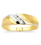 1/10 Ctw Round Cut Diamond Men's Ring in 10K Yellow Gold - Size 9