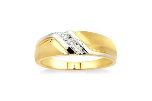 1/10 Ctw Round Cut Diamond Men's Ring in 10K Yellow Gold - Size 9