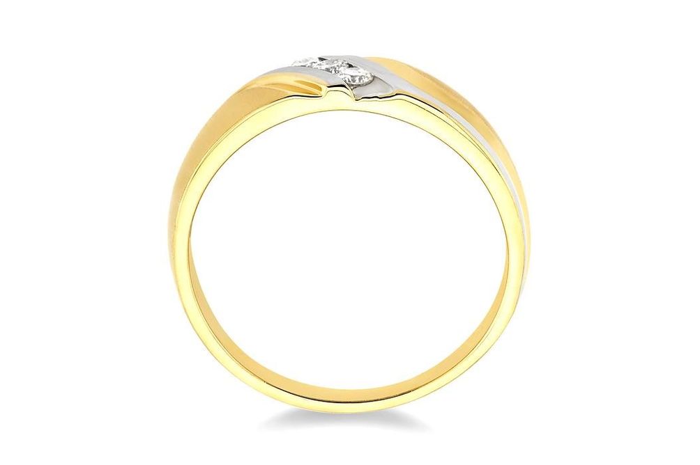 1/10 Ctw Round Cut Diamond Men's Ring in 10K Yellow Gold - Size 9