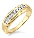 1/4 Ctw Round Cut Diamond Men's Ring in 10K Yellow Gold - Size 9