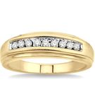 1/4 Ctw Round Cut Diamond Men's Ring in 10K Yellow Gold - Size 9