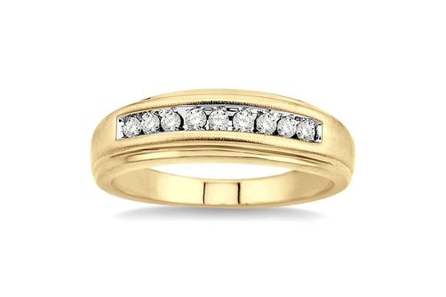 1/4 Ctw Round Cut Diamond Men's Ring in 10K Yellow Gold - Size 9