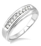 1/4 Ctw Round Cut Diamond Men's Ring in 10K White Gold - Size 9