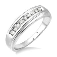 1/4 Ctw Round Cut Diamond Men's Ring in 10K White Gold - Size 9