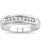 1/4 Ctw Round Cut Diamond Men's Ring in 10K White Gold - Size 9