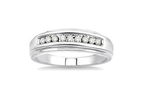 1/4 Ctw Round Cut Diamond Men's Ring in 10K White Gold - Size 9