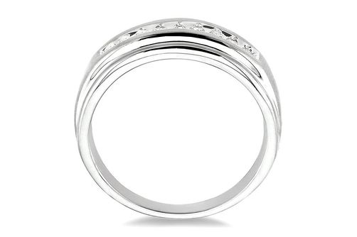 1/4 Ctw Round Cut Diamond Men's Ring in 10K White Gold - Size 9