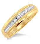 1/20 Ctw Round Cut Diamond Men's Ring in 10K Yellow Gold - Size 9