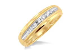 1/20 Ctw Round Cut Diamond Men's Ring in 10K Yellow Gold - Size 9