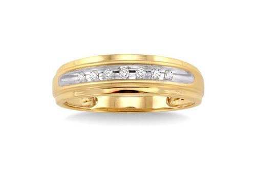 1/20 Ctw Round Cut Diamond Men's Ring in 10K Yellow Gold - Size 9