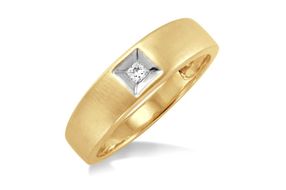 1/20 Ctw Princess Cut Diamond Men's Ring in 10K Yellow Gold - Size 9