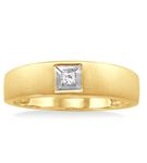 1/20 Ctw Princess Cut Diamond Men's Ring in 10K Yellow Gold - Size 9