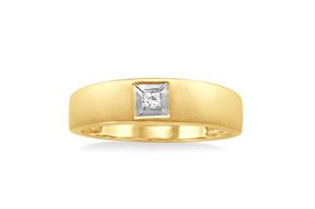 1/20 Ctw Princess Cut Diamond Men's Ring in 10K Yellow Gold - Size 9