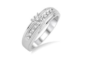 1/8 Ctw Round Cut Diamond Engagement Ring in 10K White Gold - Size 5